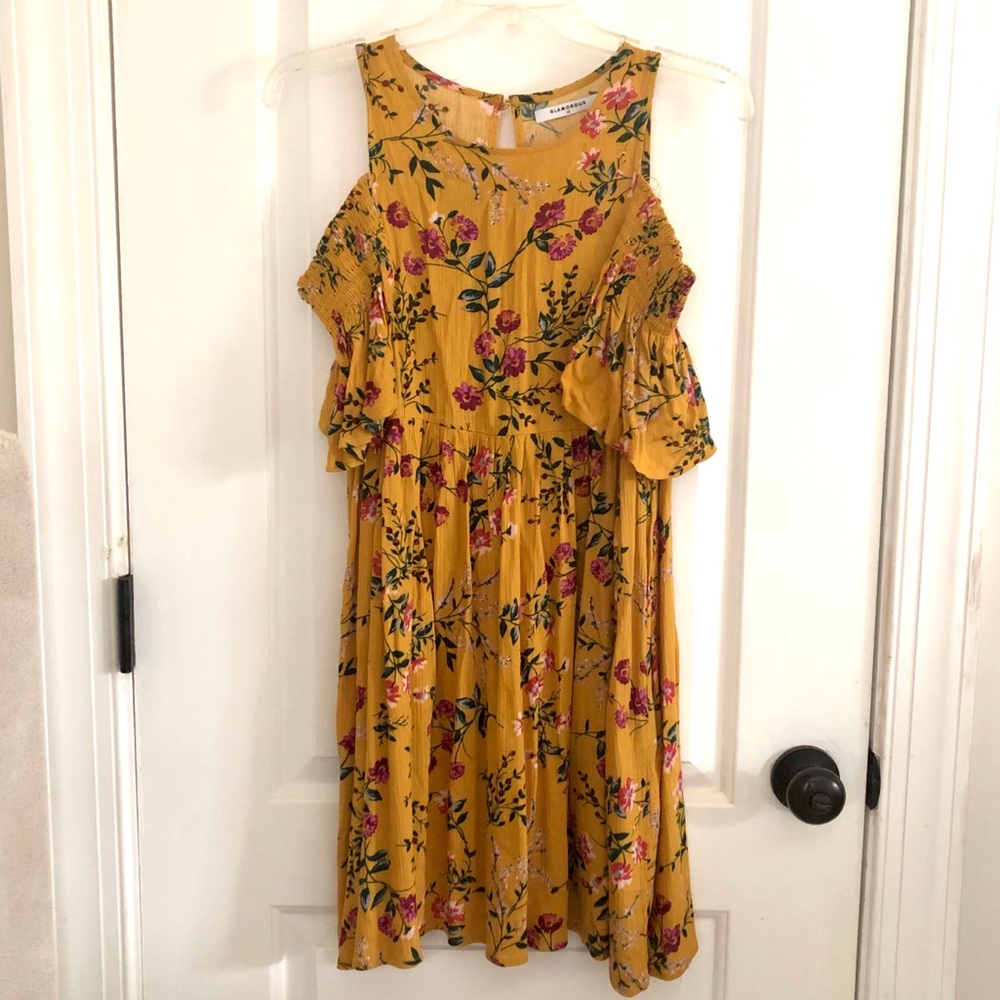 GLAMOROUS yellow floral mini dress
